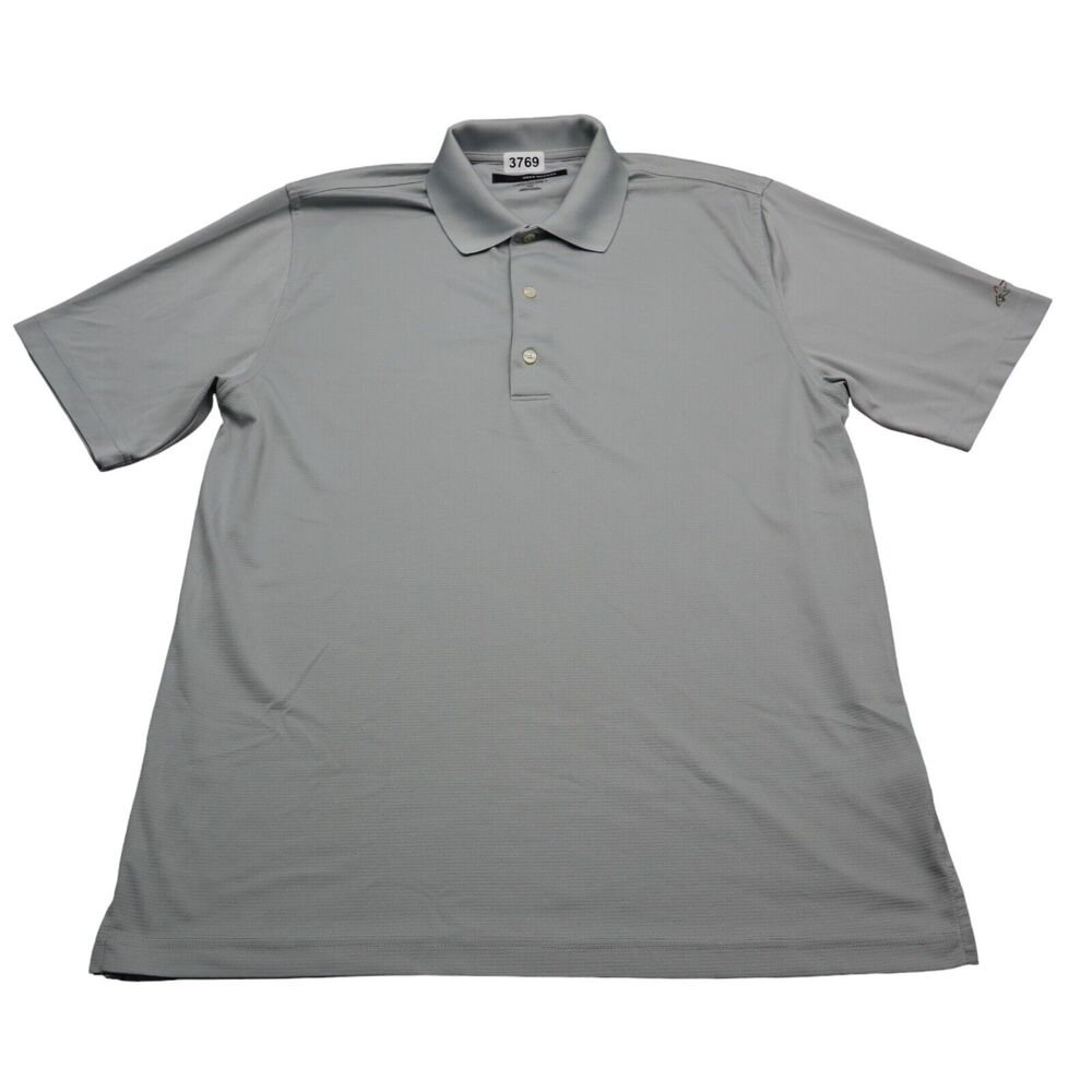 Greg Norman Shirt Mens M Gray Polo Golf Stretch Lightweight Short Sleeve